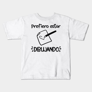 Prefiero estar dibujando (tradicional) [Negro] Kids T-Shirt